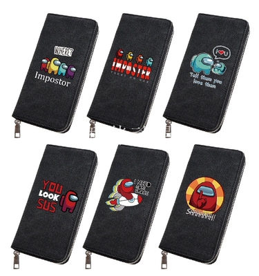 among us太空狼人杀游戏长款钱包青年男学生大容量帆布手机包卡包