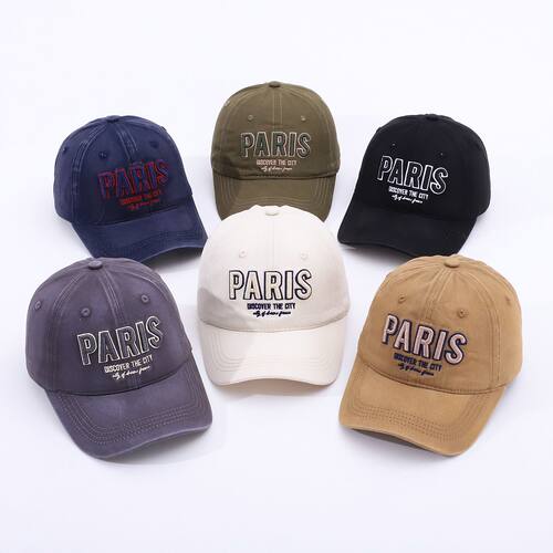 外贸PARIS巴黎刺绣棒球帽复古做