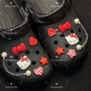 「红运Kitty」洞洞鞋diy配件可爱卡通鞋花鞋扣装饰扣鞋花沙滩鞋