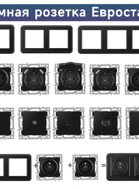 德标德式USB连体插座面板欧洲欧标typec墙壁开关欧洲欧盟暗装黑色
