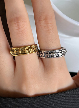 小众轻奢十字架925银不掉色戒指