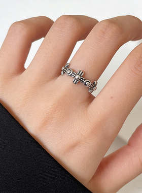 925银十字架开口戒指女不掉色