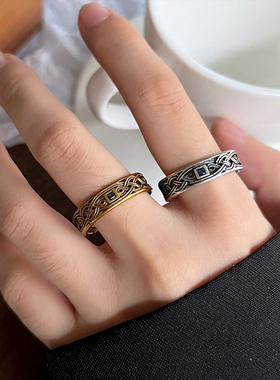 复古交叉麻花925银戒指