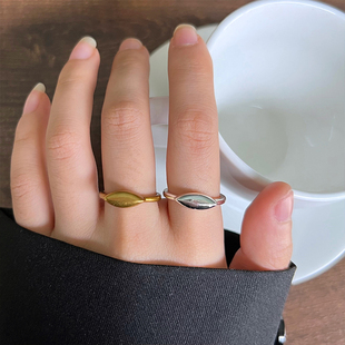 不掉色白银饰品女ins冷淡风简约小众韩国开口指环925纯银戒指