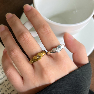 星球款指环女日韩小众简约白银饰品爱心高级感925银戒指