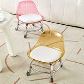 亚克力万向轮小凳子静音滑轮矮凳可移动带轮靠背小椅子带娃学步凳