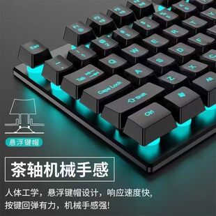 静音机械手感有线电脑键盘滑鼠套组笔记本通用游戏三件套键鼠办公
