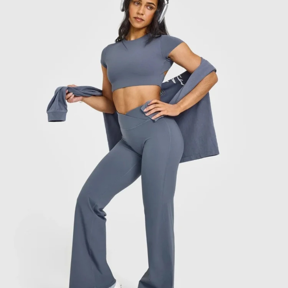 （原标）Oner active交叉V腰磨毛喇叭裤BOTTOMS（中高腰）