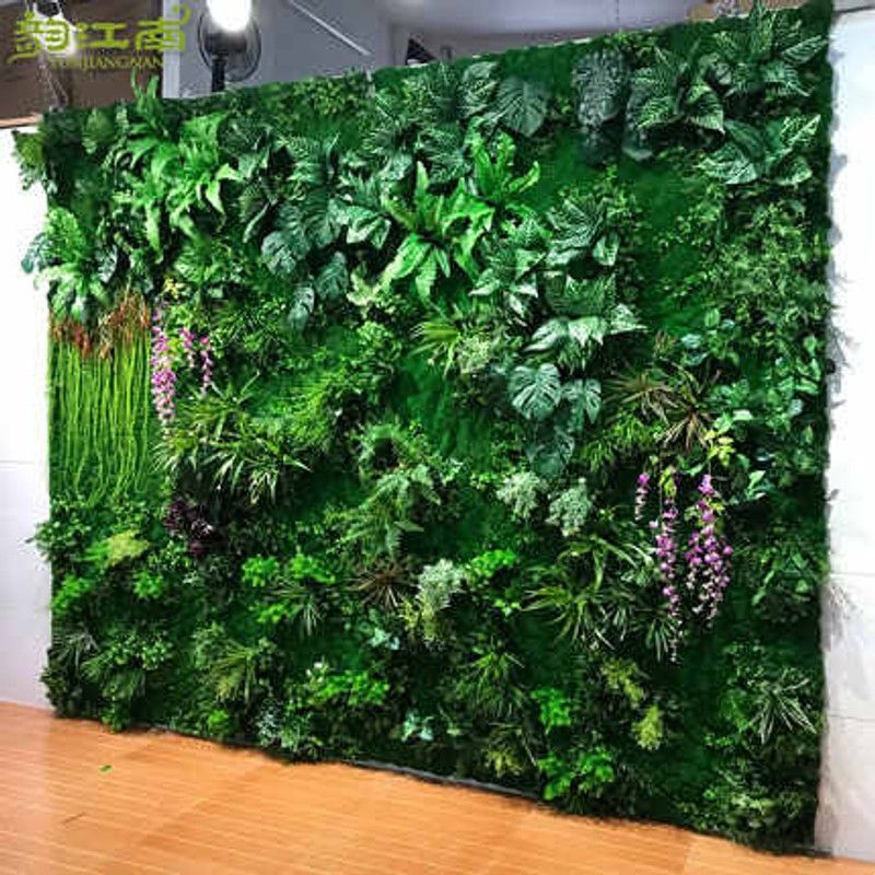 客制仿真植物墙绿化墙 摇滚风苔藓背景墙 挂壁式青苔人造草坪墙饰
