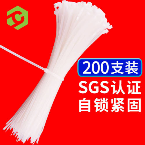 彩弘3.6mm*200mm*200支装白色自锁式尼龙扎带大号电脑理线带小号