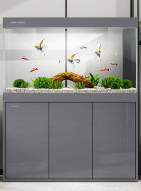 闽江轻奢系列超白鱼缸客厅家用大型底滤中小型极简生态水族箱新款