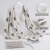 a类月子服纯棉三件套春夏季 产后产妇莫代尔孕妇哺乳春秋睡衣 薄款