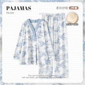 轻奢水墨画纯棉春秋季 月子服产后产妇喂奶孕妇哺乳睡衣1月份2产前