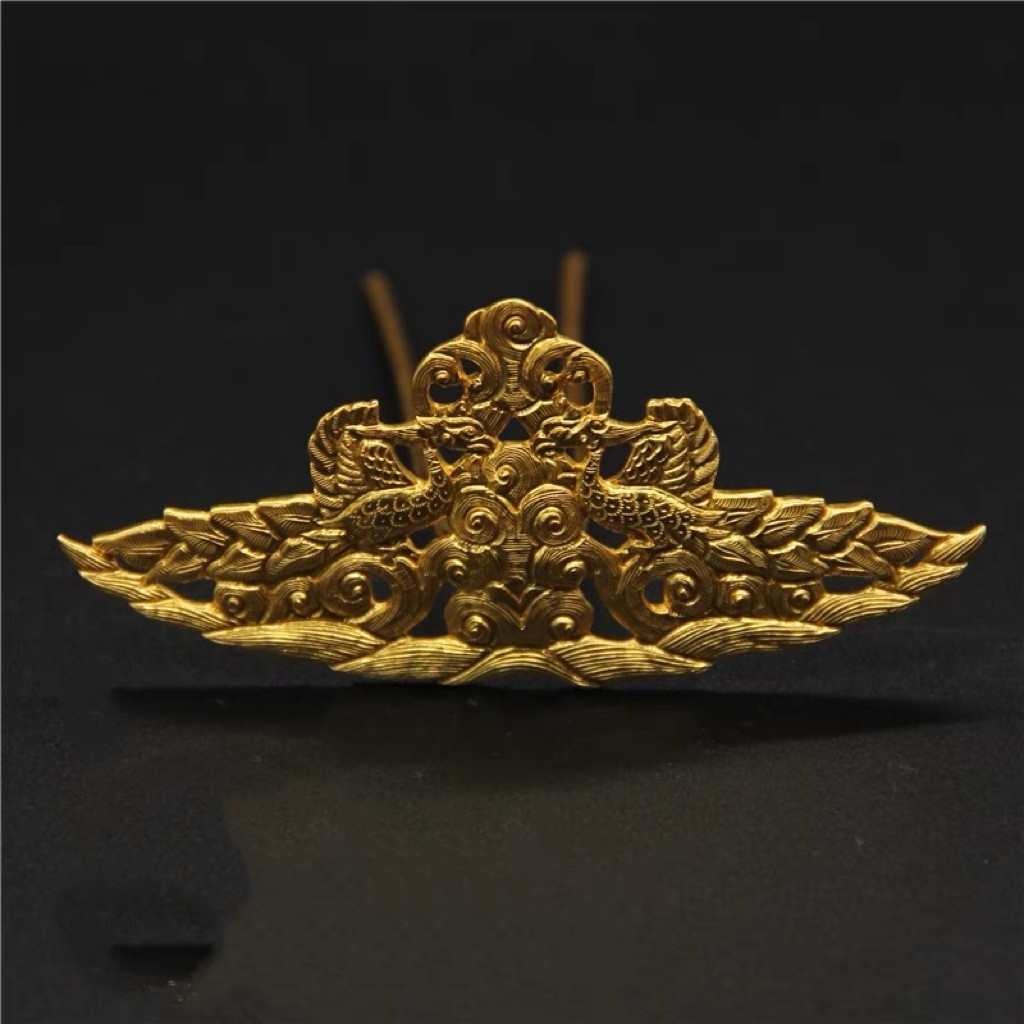 纯铜镀金古法手工錾刻口空唐代发簪头饰复原首饰凤凰发簪复原发簪,饰品/流行首饰/时尚饰品新,发饰,淘宝优惠券,粉丝福利购,淘宝优惠卷