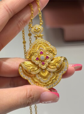 古法黄金色花团锦簇花花戒指镶嵌锆石时尚可调节气质百搭精致指环