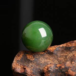 收藏级纯天然新疆和田玉散珠俄罗斯碧玉多宝单珠老料菠菜绿圆珠