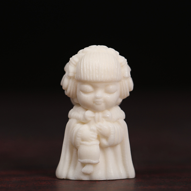 鹿角根付 古代四大美女王昭君DIY手串项链配饰材料文玩鹿角雕把件