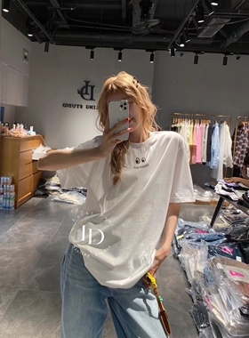 DQ+2024早秋新品By carrie两色眼睛印花字母短袖T恤时尚百搭上衣