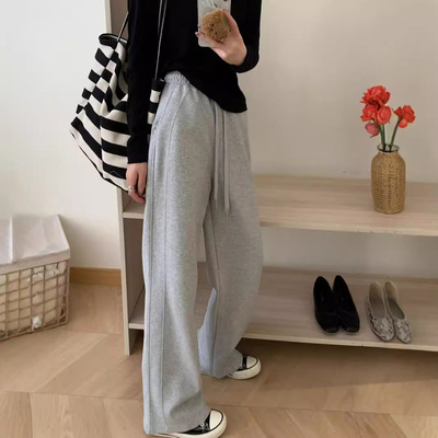 ulzzang自然腰拼接长裤休闲裤