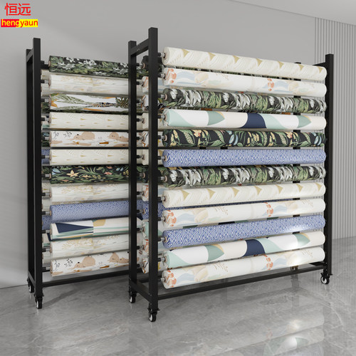 移动纺织面料展示架布匹挂布卷陈列架货架桌布料展架落地中岛架子