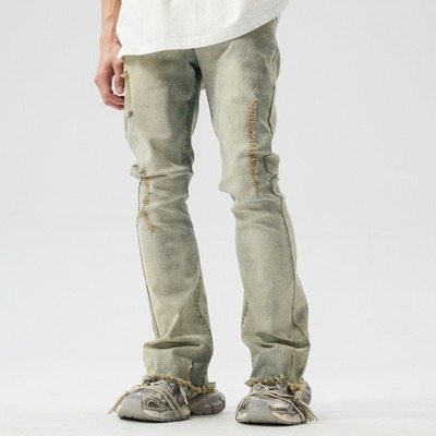 新因素拉链长裤喇叭春季牛仔裤