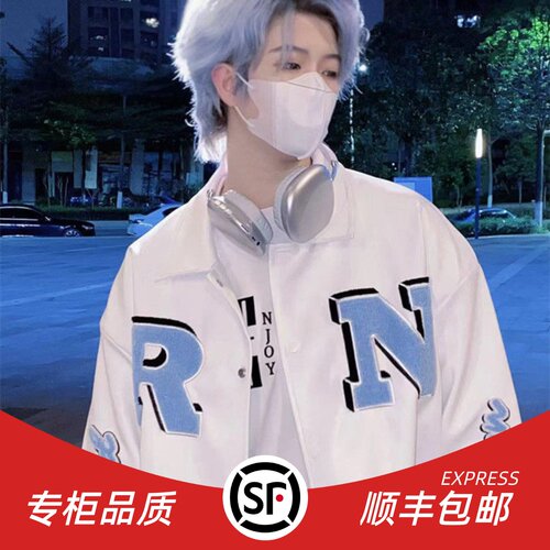 INXINRN翻领春秋宽松pu防风夹克