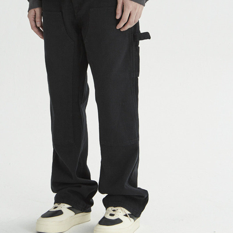 新因素XINYINSU新款潮牌分割设计纯色牛仔裤男宽松直筒长裤情侣款