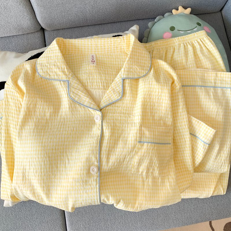 睡衣女甜美春秋长袖云朵棉家居服