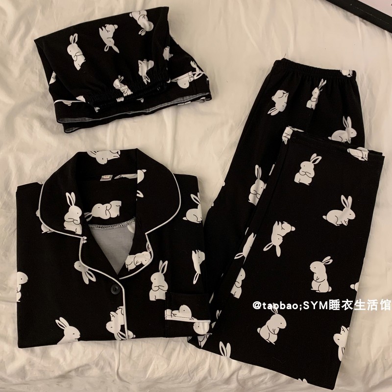 高级感卡通睡衣女春夏纯棉家居服
