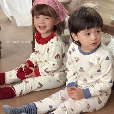 儿童秋冬舒绒磨毛家居服套装