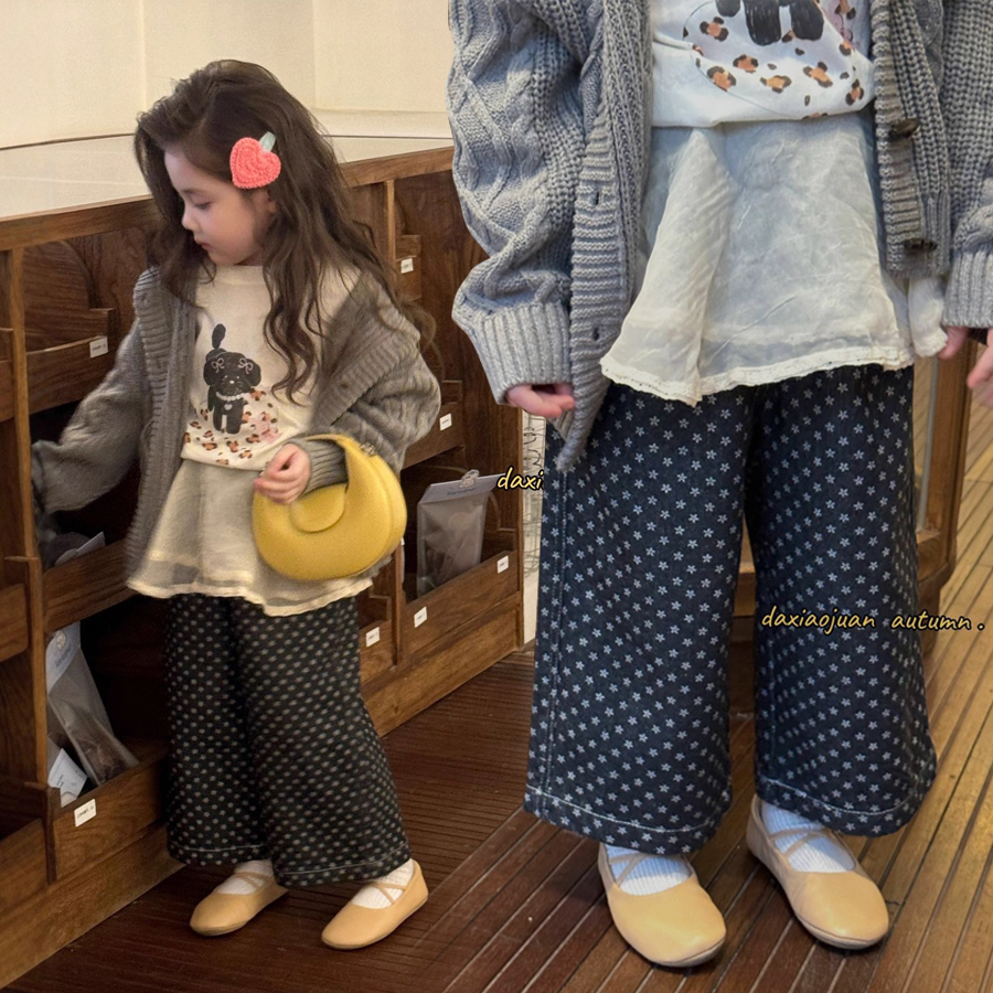 女童秋季新款韩系百搭牛仔阔腿裤