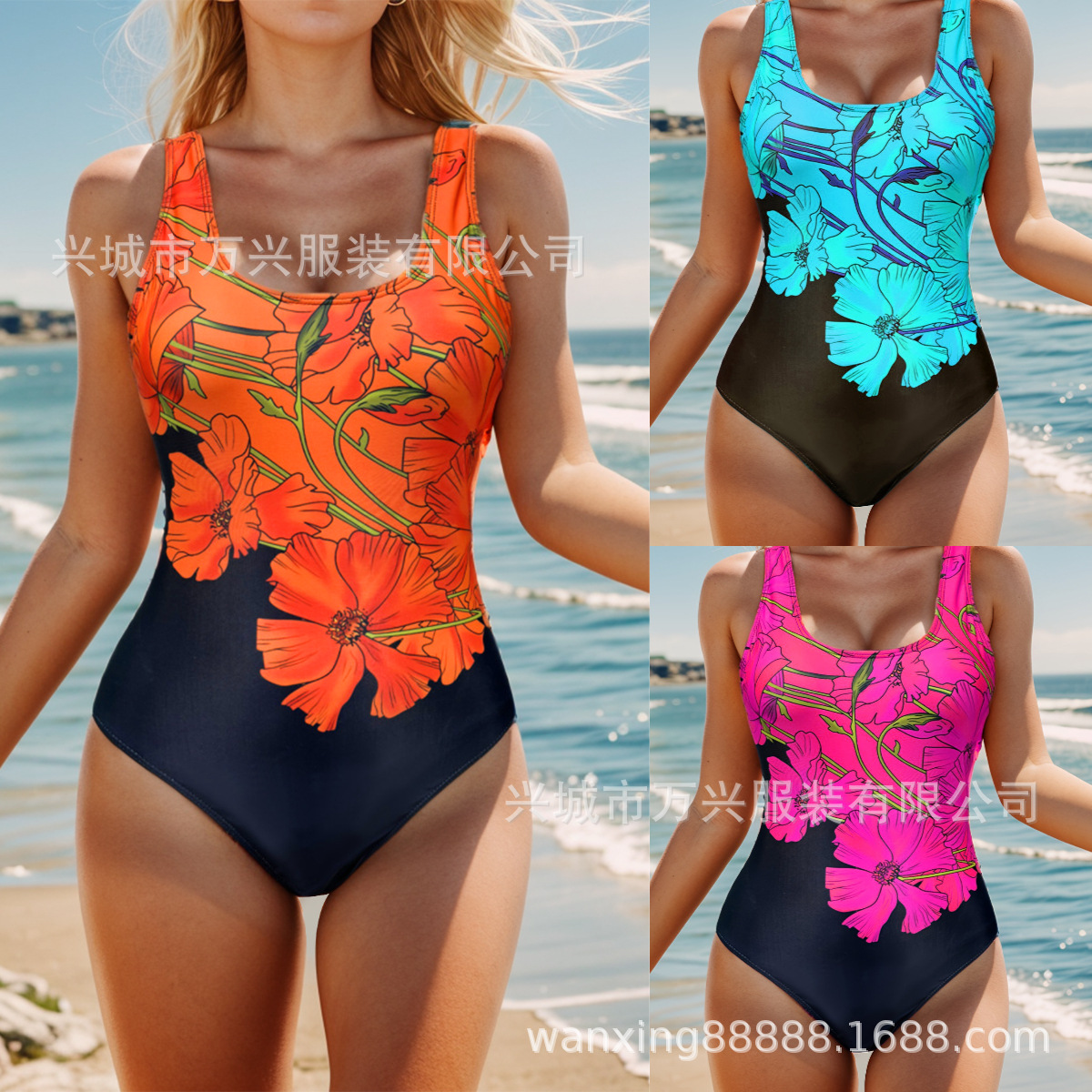 2025欧美跨境新款时尚紧身连体泳衣女运动沙滩聚会渡假修身泳装