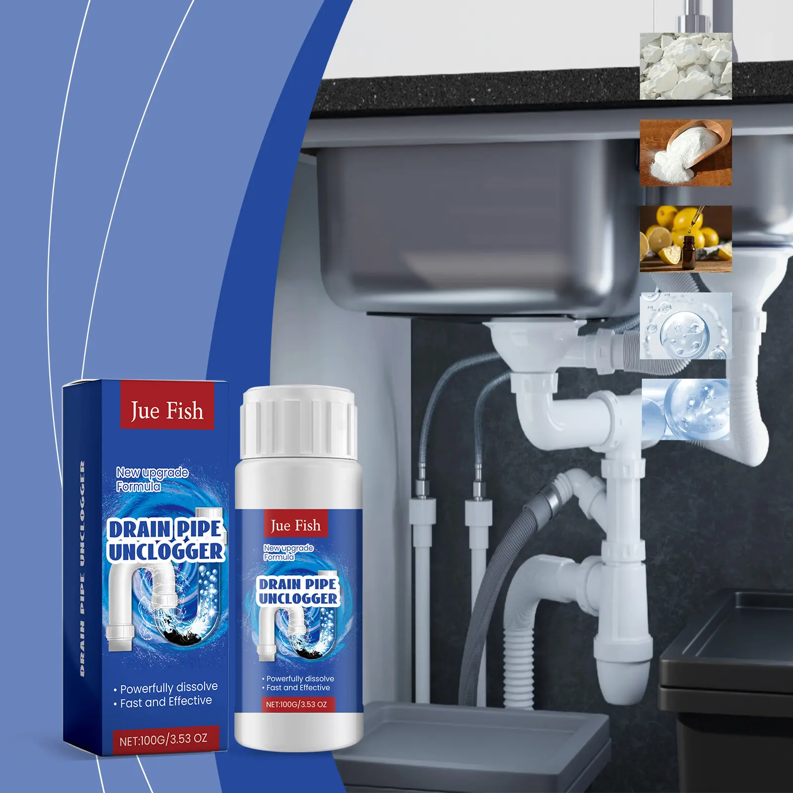 Drain Cleaner Bathroom Kitchen Pipe Drain Powerful Uncloggin