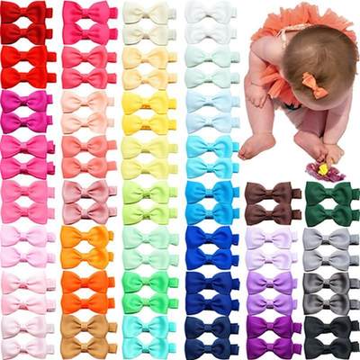 10pcs/lot Solid Color Grosgrain Ribbon Bowknot Toddler Hair