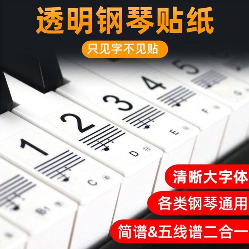 纳米钢琴键盘贴纸88键61键54键儿童成人电子琴五线谱琴键贴音符贴
