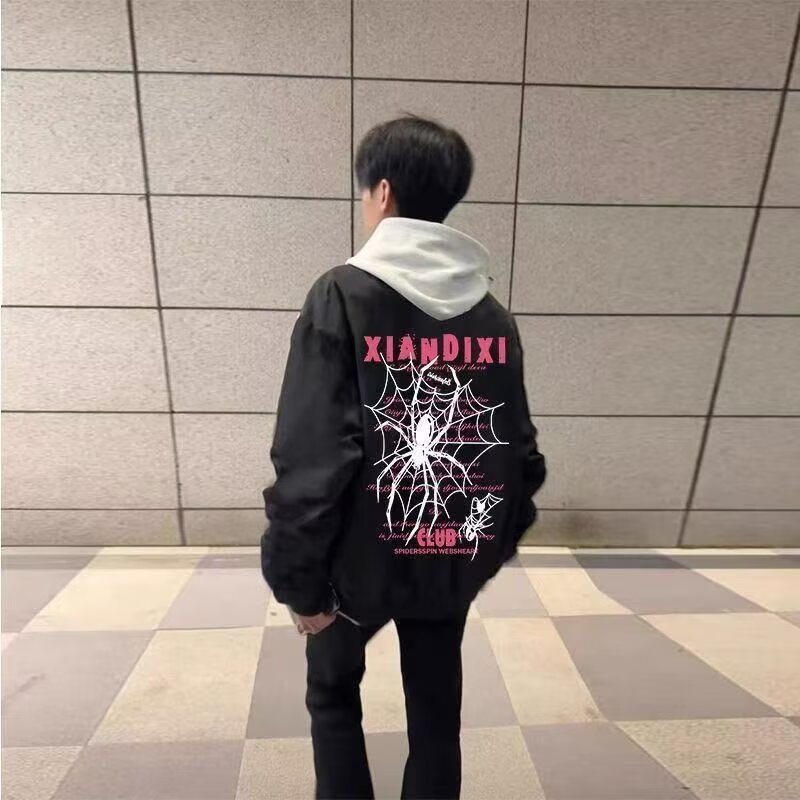 国潮美式潮流印花飞行夹克外套男夹克