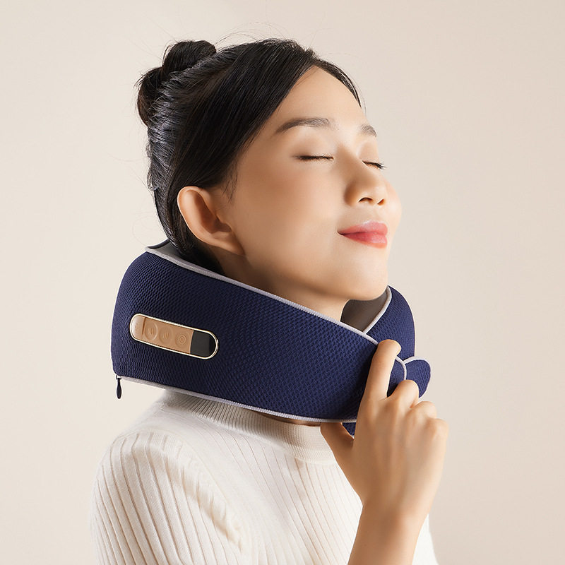 按摩u型枕颈部按摩仪热敷颈椎枕护颈枕肩颈颈椎肩颈按摩器办公室