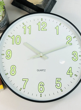 30cm夜光数字挂钟静音时钟发光创意掛鐘客厅卧室荧光石英钟表