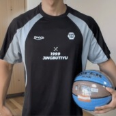 投篮跑步健身透气训练篮球户外体育夏季 美式 复古运动速干拼接短袖