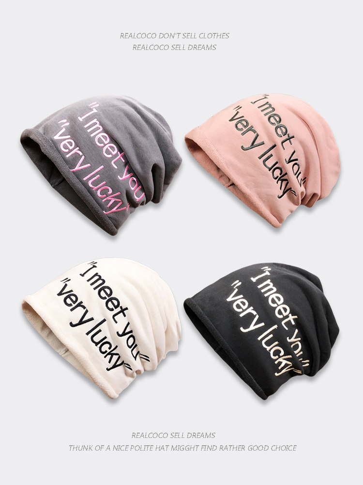 卷边字母堆堆帽显脸小套头冷帽