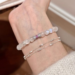 s925纯银螺丝扣天然月光石手链女高颜值轻奢高级感新中式 清冷手饰