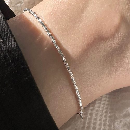 s925纯银碎银子脚链百搭时尚不掉色2022潮夏季加长版胖潮款银饰