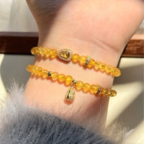 碧玺葫芦手链招财天然手串s925纯银黄水晶算盘小众叠戴轻奢精致女