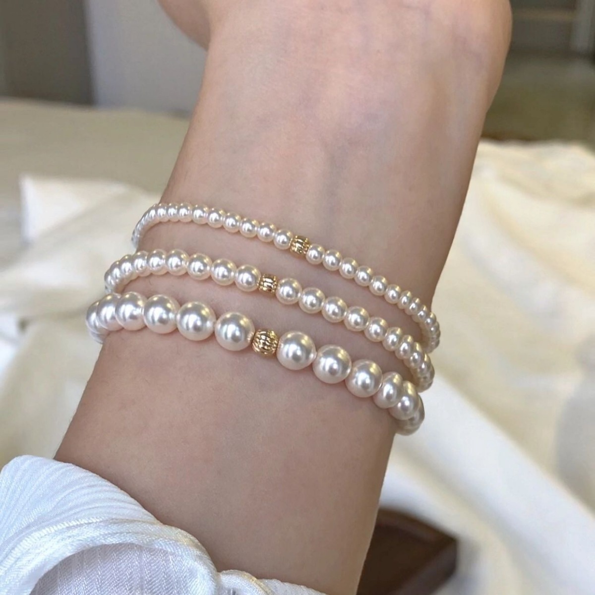 14k包金珍珠手链纯银轻奢小众女