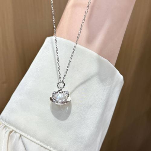 s925纯银锁骨链小众设计施家珍珠星球项链女轻奢高级感百搭吊坠