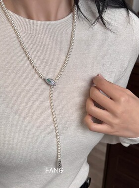 baby施家珍珠灵蛇项链女轻奢小众设计高级感百搭毛衣链本命年