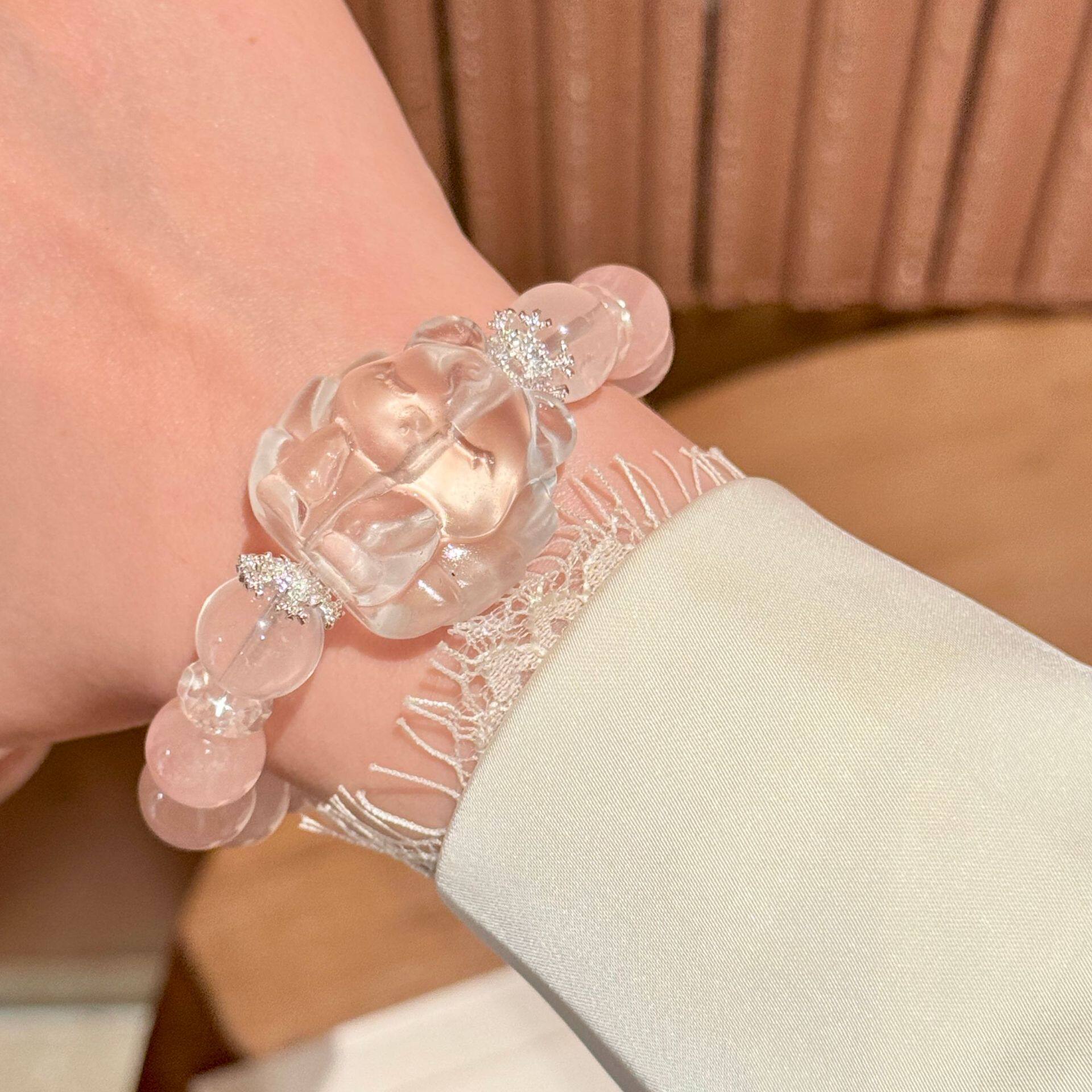 桃花小仙狐天总同款天然粉晶九尾狐水晶手串招桃花好运魔盒手链