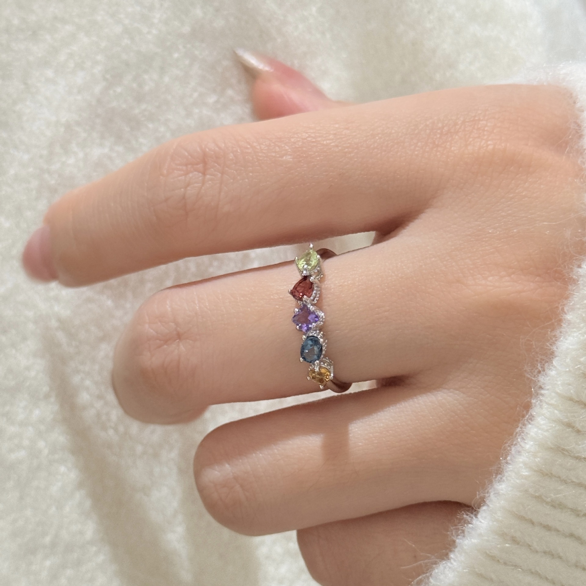 s925纯银天然黄水晶紫水晶戒指女轻奢高级感小众旺财偏财食指极细