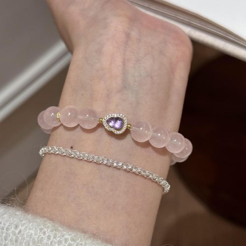 葫芦水晶手串马达星光手链纯银加斯天然马粉招桃花手饰紫水晶女