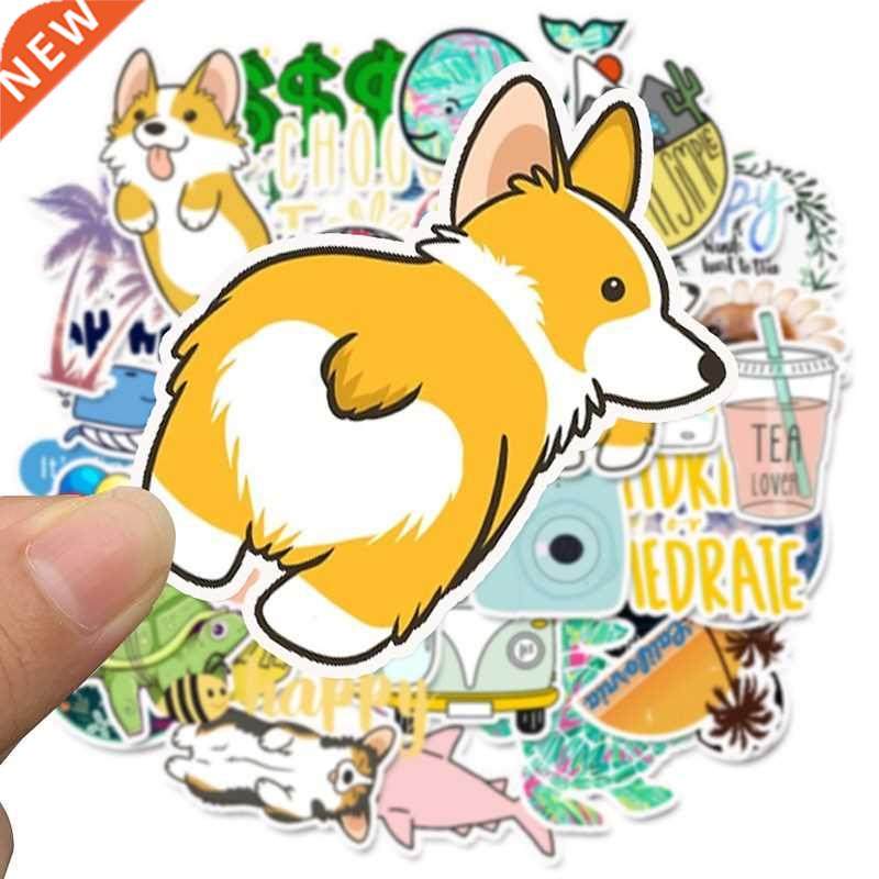cute lap stickers 50 pcs cartoon simple tablet decals for